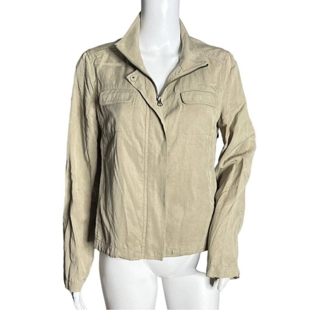 J. Jill Jacket Womens XS Beige Lightweight Tencel Neutral Granny‎ Grandma Core